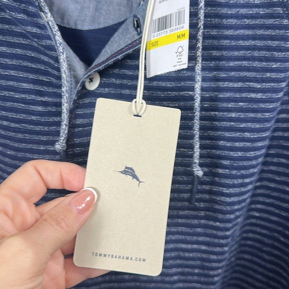 Tommy Bahama Men’s Stinson Stripe Hoodie color is ocean deep. Size medium. NWT. - Picture 6 of 11